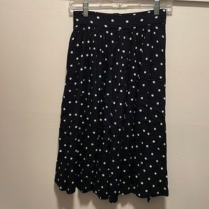 High waisted navy polka dot skirt